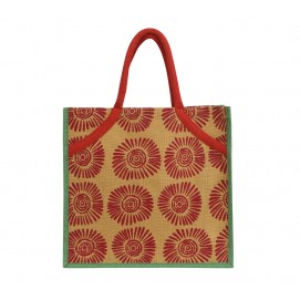 FLOWER PRINTED JUTE SHOULDER  BAG