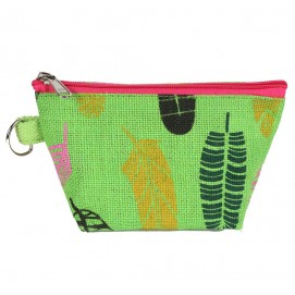 Feather Printed Jute Pouch