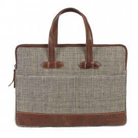 Oxford and leather made lap top bag