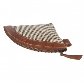 Oxford and Leather made hand pouch