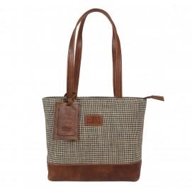 Oxford and leather mix hand bag