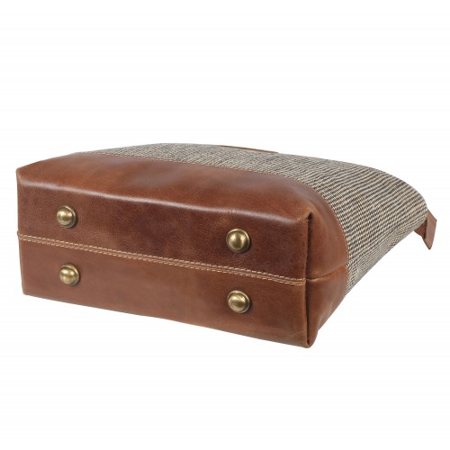 Oxford and leather mix hand bag