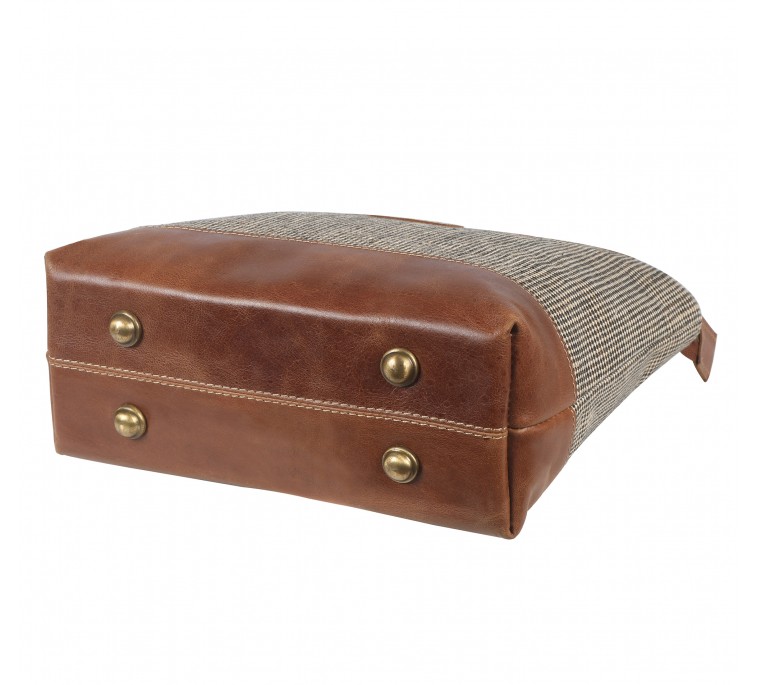 Oxford and leather mix hand bag