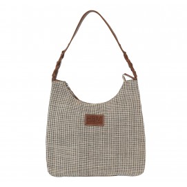 oxford and leather hand bag