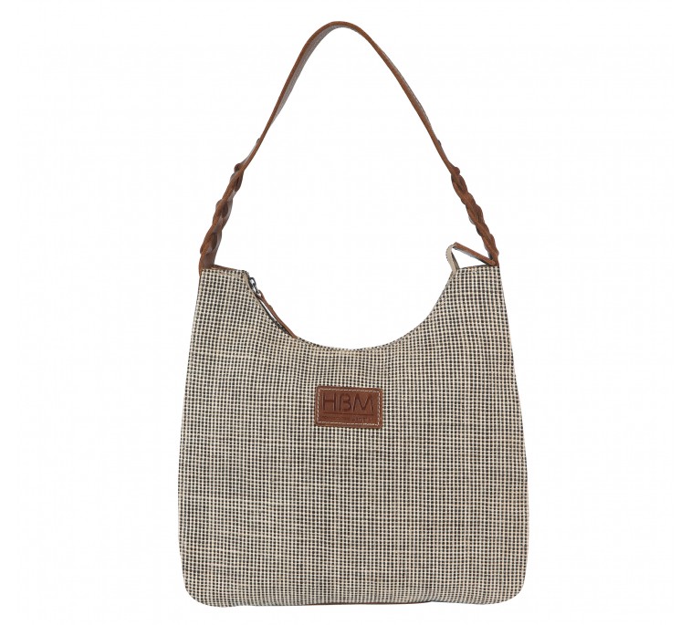 oxford and leather hand bag