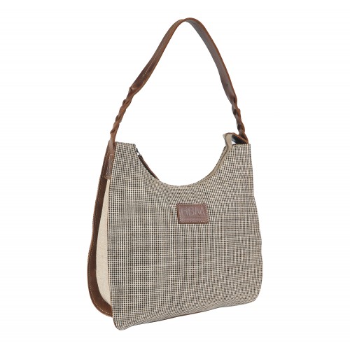 oxford and leather hand bag