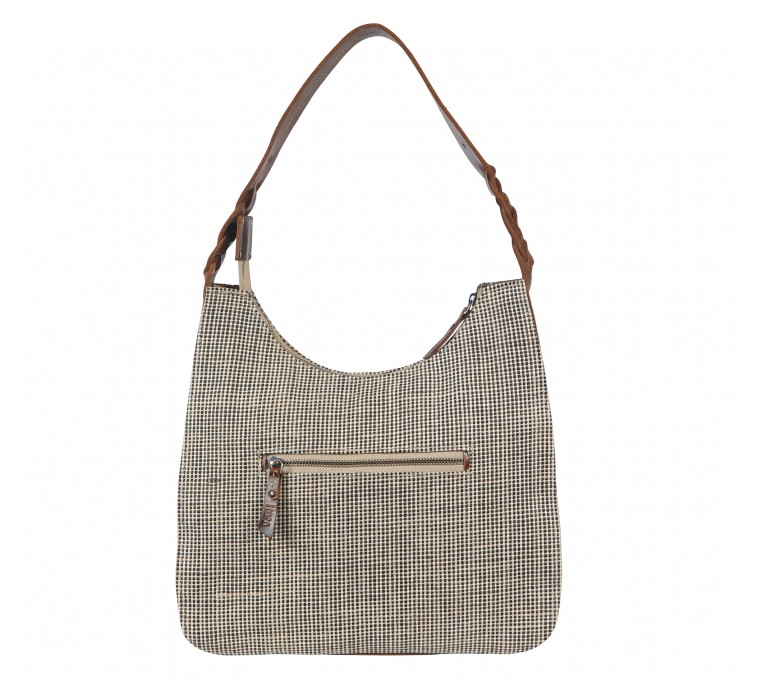 oxford and leather hand bag