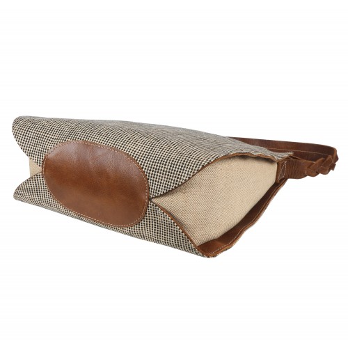 oxford and leather hand bag