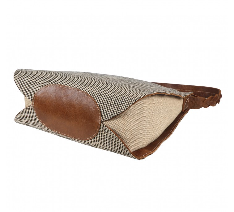 oxford and leather hand bag