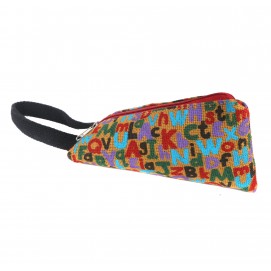 Alphabet Print Jute Pencil Pouch