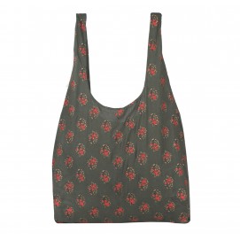 Floral print cotton hand bag