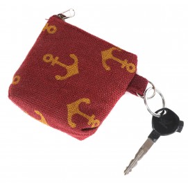 Anchor Print Jute Pouch
