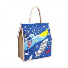 Aqua Printed Jute Bag