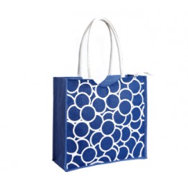 Blue Circle Jute Bag