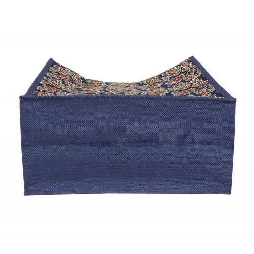 Navy Blue Jute and Kalmakari mix bag