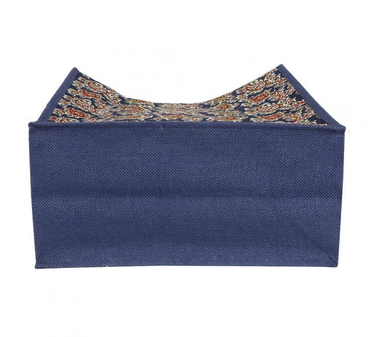 Navy Blue Jute and Kalmakari mix bag