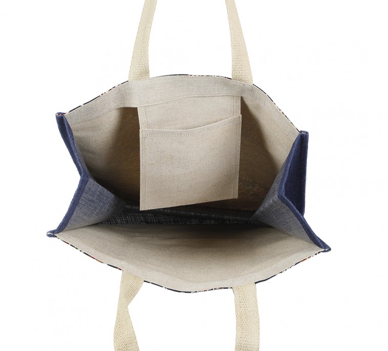 Navy Blue Jute and Kalmakari mix bag