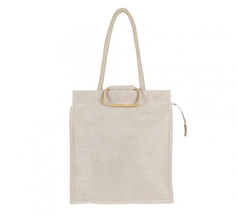 Rope and cane handle juco bag