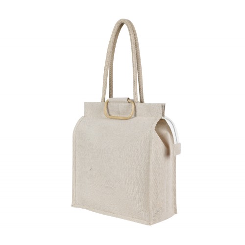 Rope and cane handle juco bag