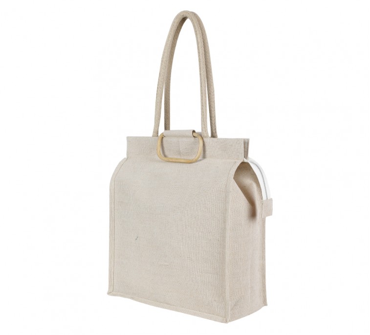 Rope and cane handle juco bag