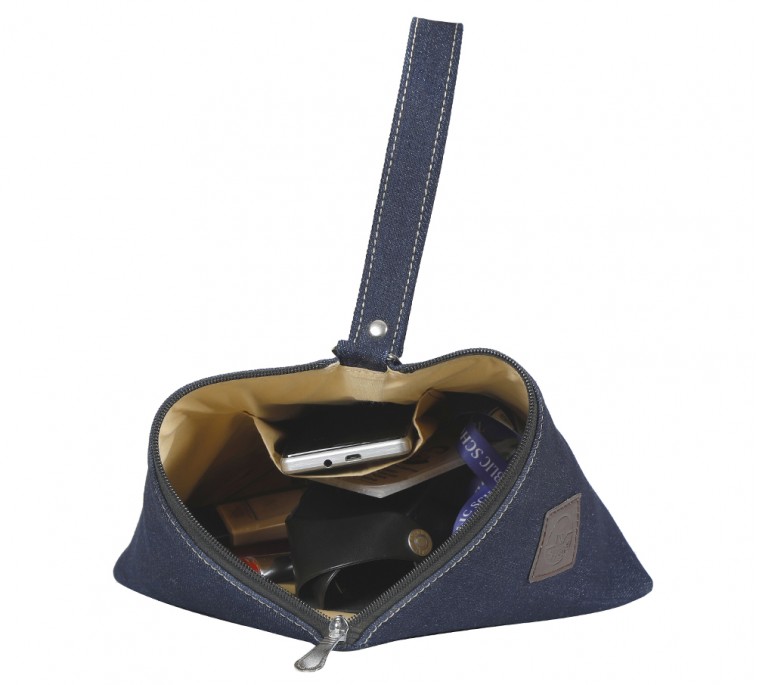Denim wrist wrap bag