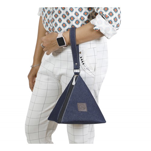 Denim wrist wrap bag