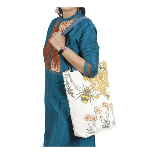 honey bee printed canvas bag