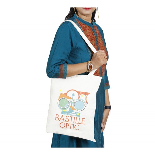 Printed Milky White canvas bag