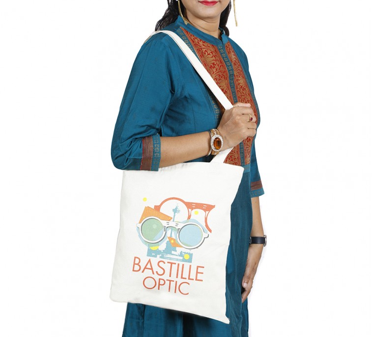 Printed Milky White canvas bag
