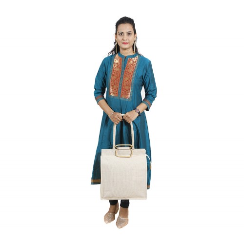 Rope and cane handle juco bag