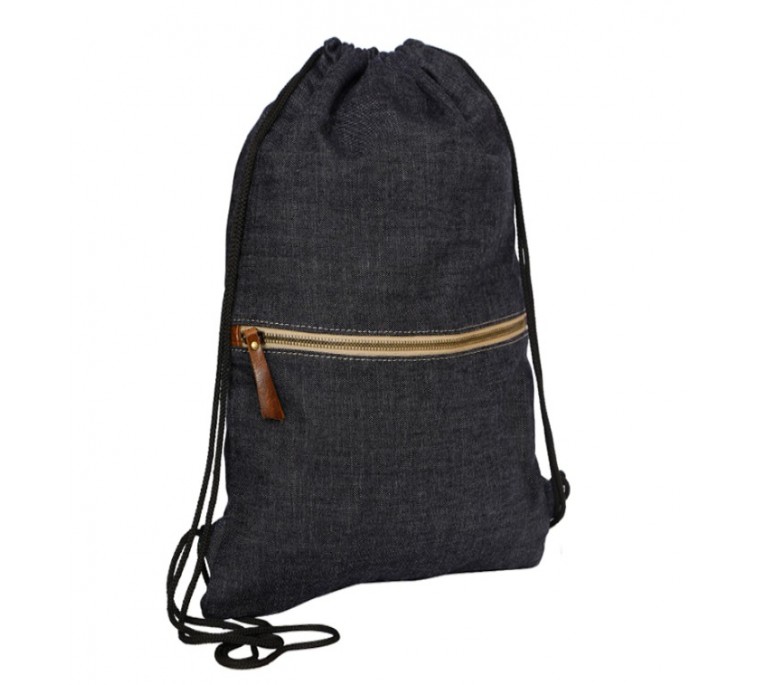 Denim draw string bag