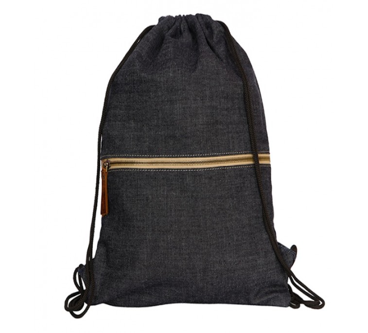 Denim draw string bag