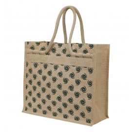 TINY Spiral PRINTED jute BAG
