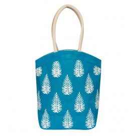 Leaf Printed Jute Hand Bag