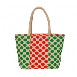 Polka Design Jute Hand Bag