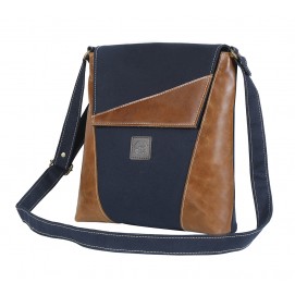 Canvas leather mix sling bag