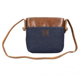 Canvas leather mix sling bag